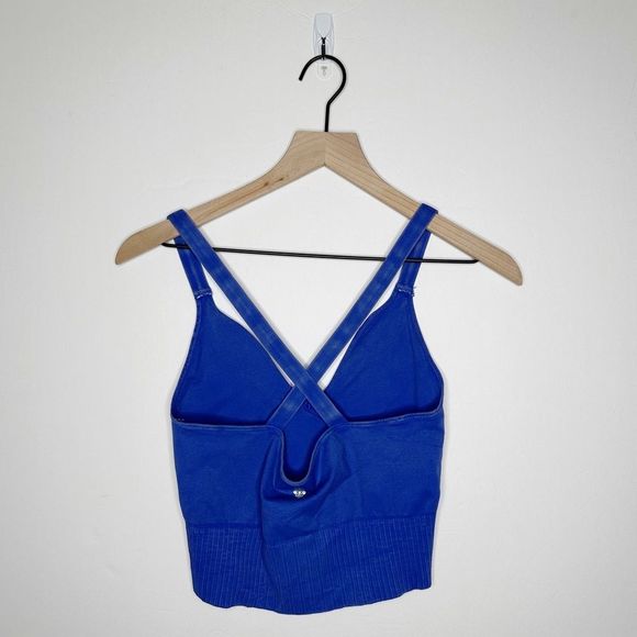 Free People FP Movement Good Karma Crop Top Shorts Bra Cobalt Blue Size M/L - Picture 6 of 7